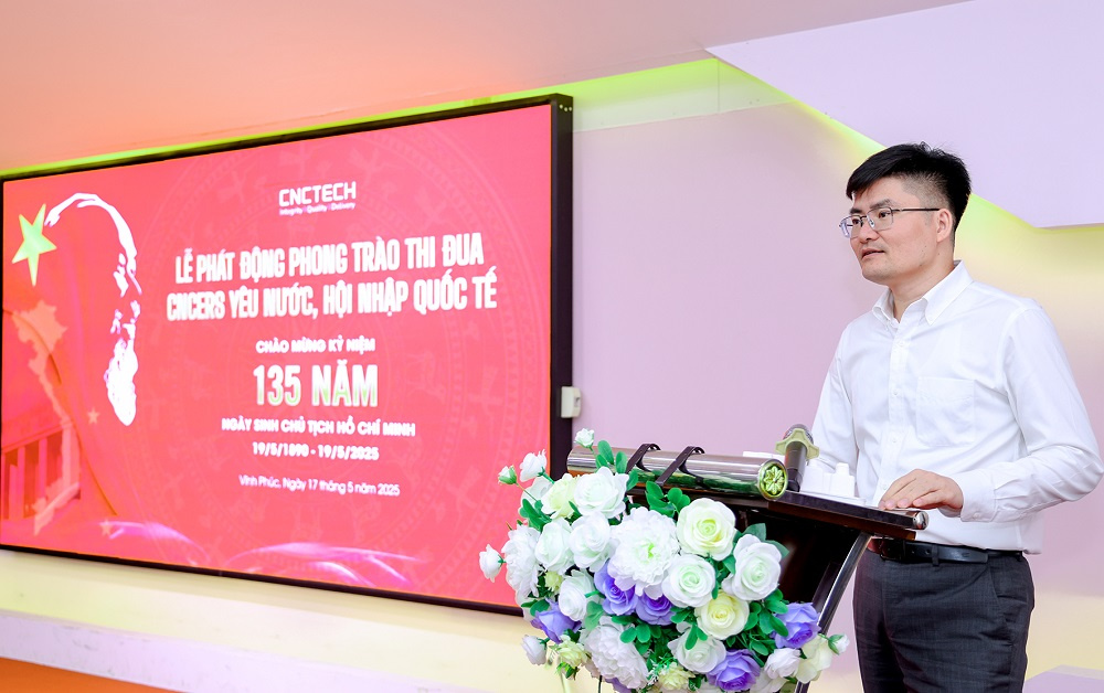 Ông Nguyễn Văn Hùng, Chủ tịch HĐQT CNCTech Group phát biểu tại lễ phát động