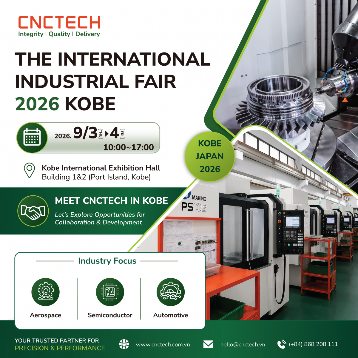 CNCTech-at-Kobe-2026 Meet CNCTech at Kobe 2026 in Japan to explore precision manufacturing capabilities and partnership opportunities across aerospace, semiconductor, and automotive industries.