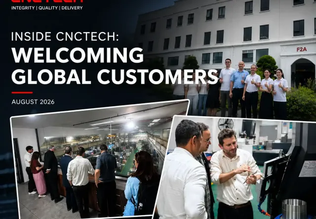 CNCTech đón tiếp khách hàng quốc tế đến tham quan nhà máy, tìm hiểu năng lực gia công CNC, kim loại tấm và cơ hội hợp tác sản xuất tại Việt Nam.
