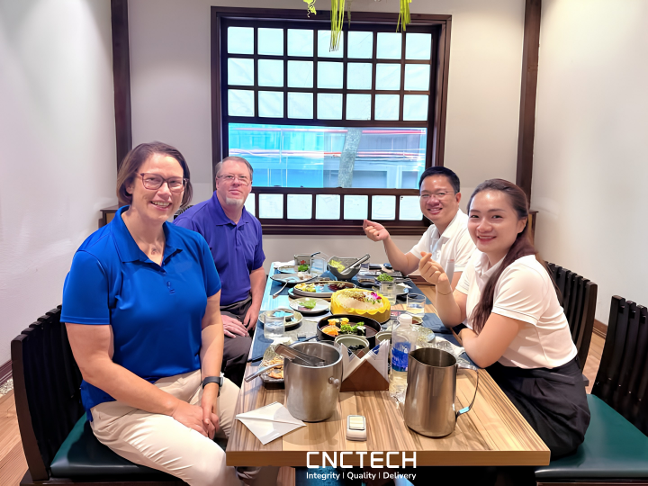 U.S. customer visiting CNCTech and meeting with the team in Vietnam